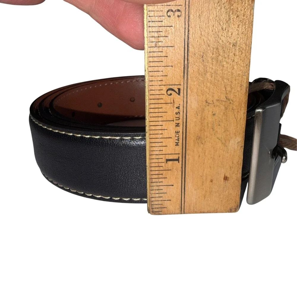 Johnston & Murphy Belt Mens Leather Classic Excellent Stitching 34 Black